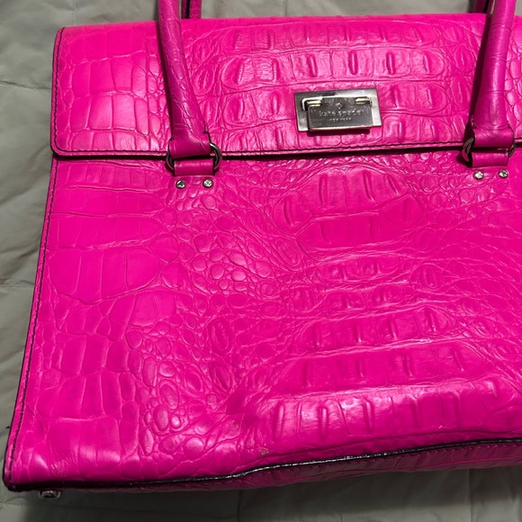 Kate Spade Sinclair Orchard Valley Pink Sapphire Crocodile Embossed Leather Bag - Picture 5 of 13